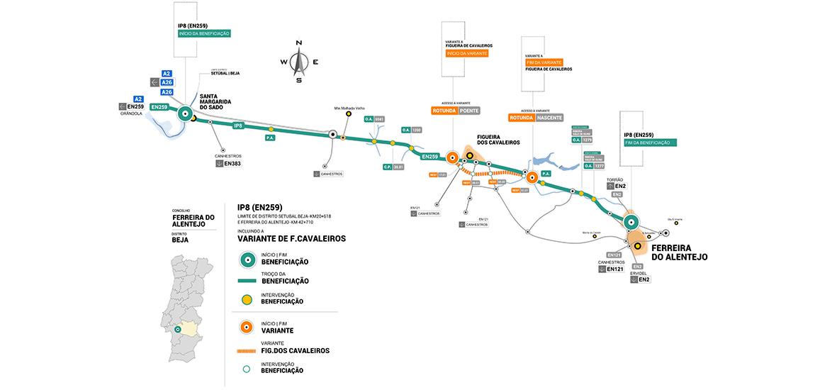 Infografia - Requalificação do IP8 entre Santa Margarida do Sado e Ferreira do Alentejo